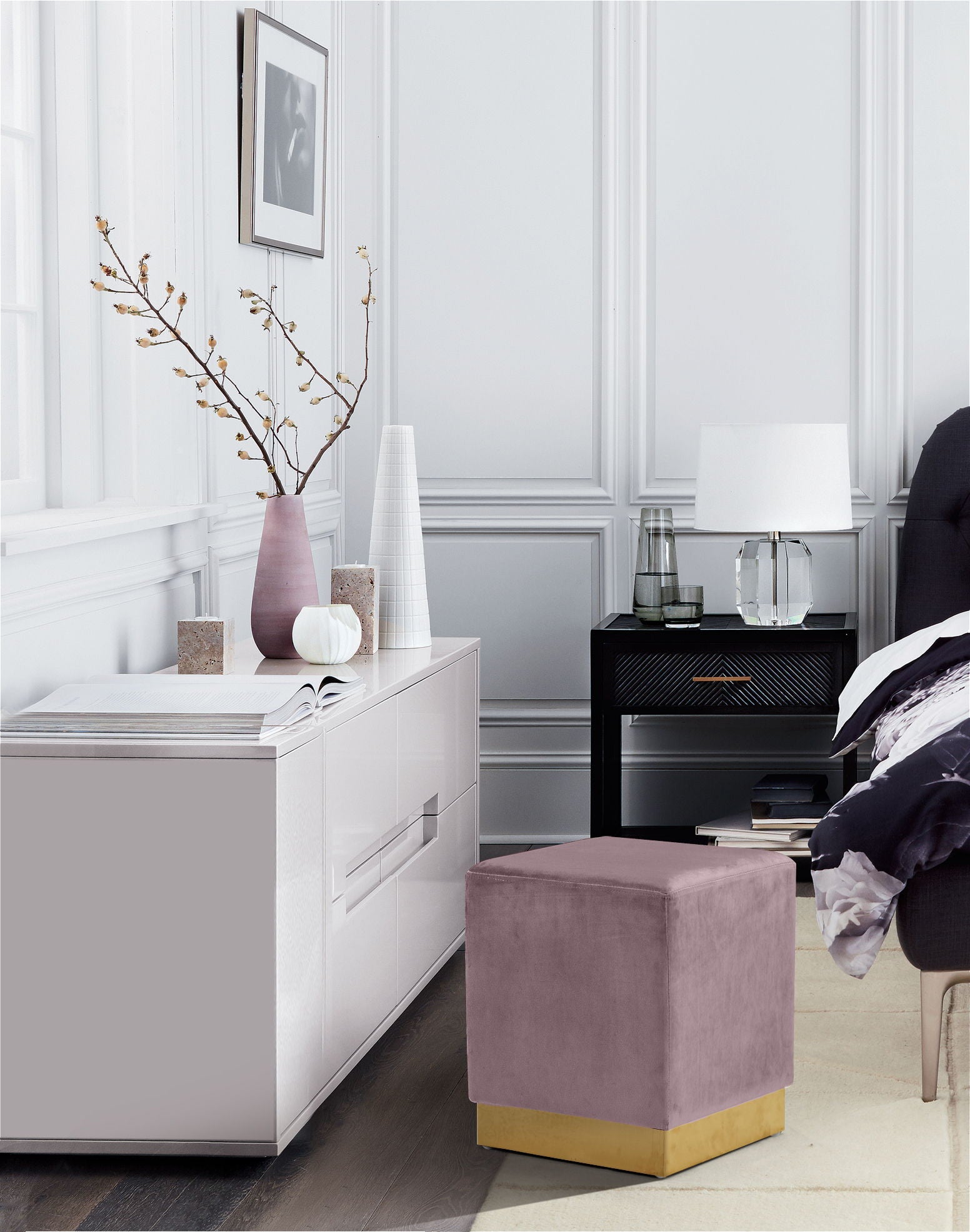 Jax - Stool Ottoman with Gold Base - Urban Living Furniture (Los Angeles, CA)