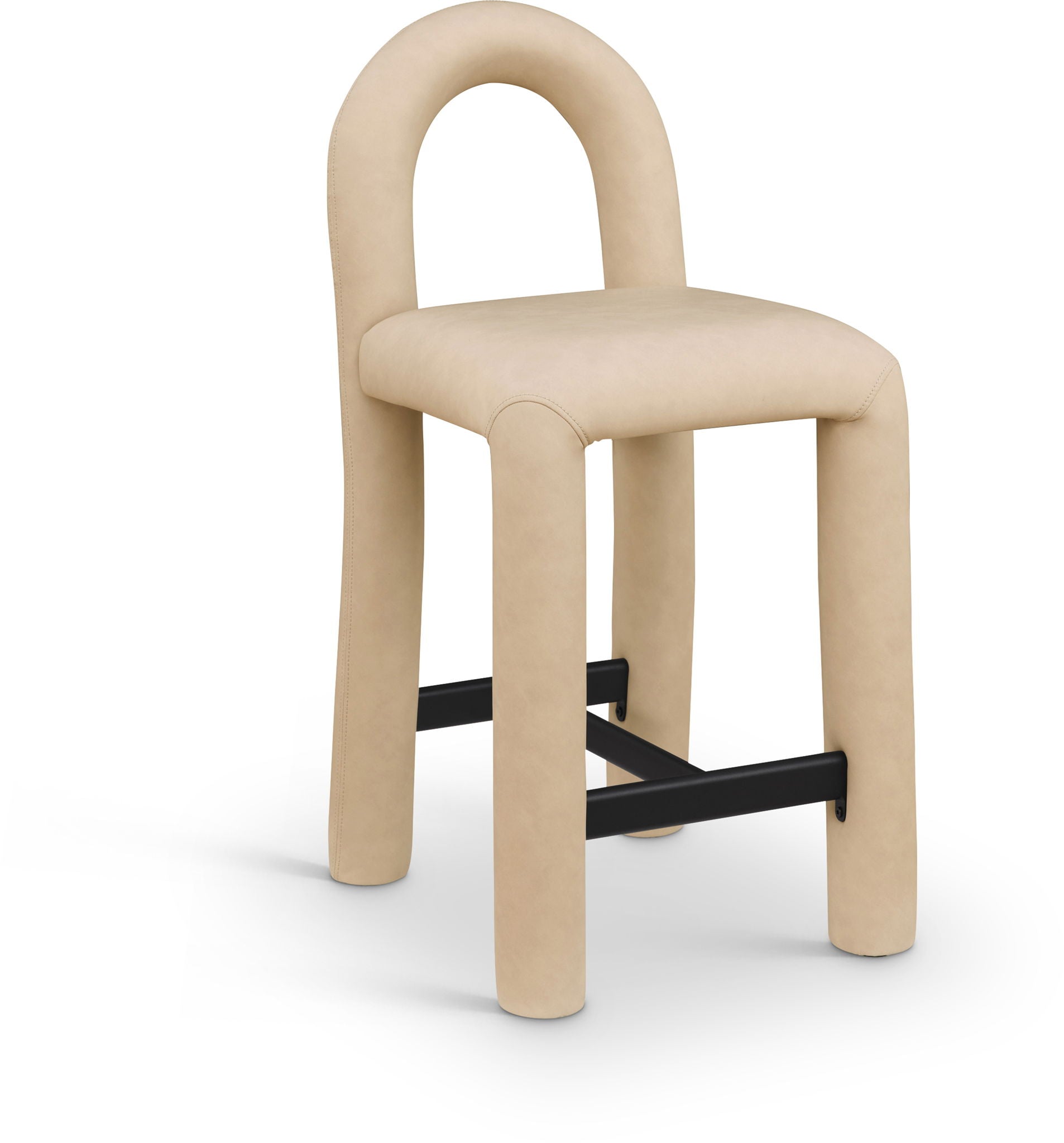 Amari - Vegan Leather and Boucle Fabric Stool - Urban Living Furniture (Los Angeles, CA)