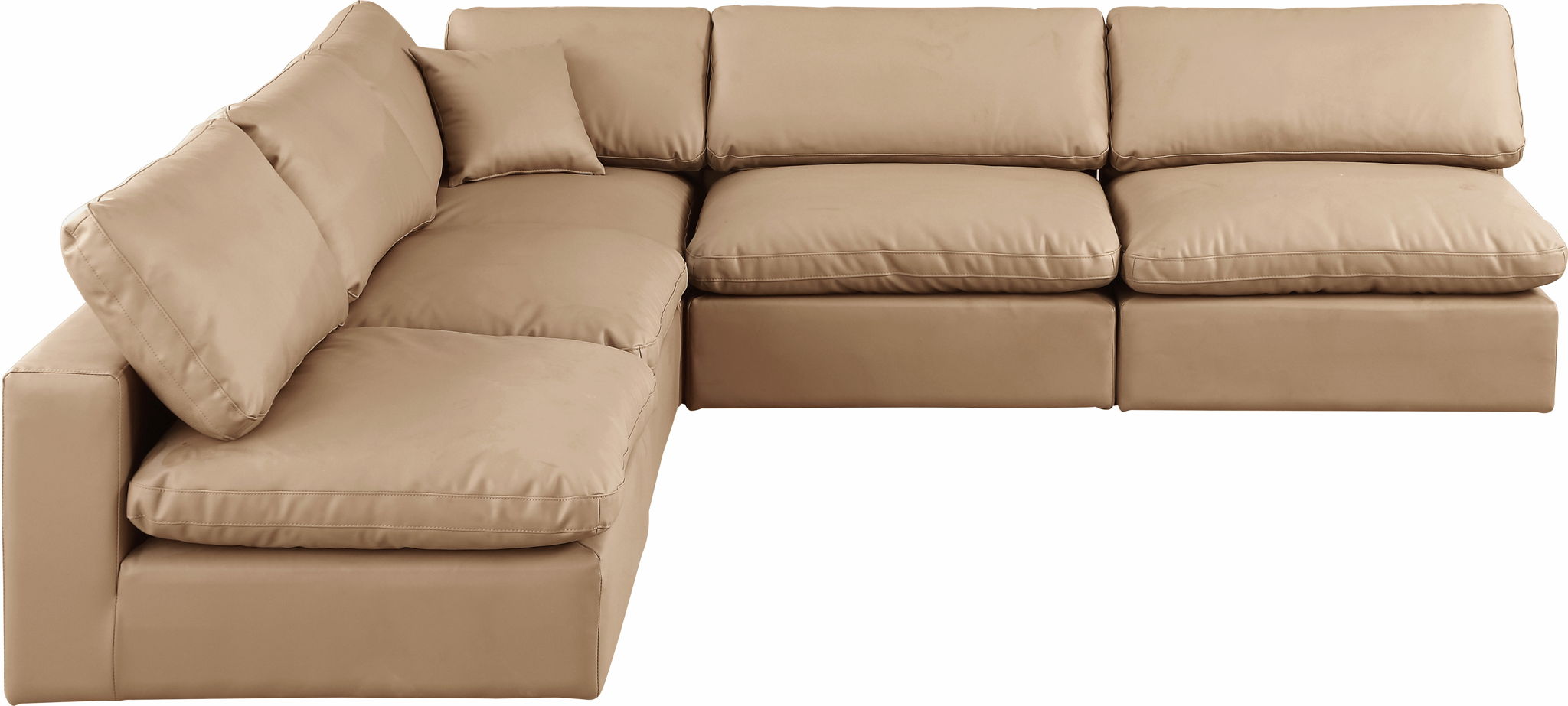 Comfy - 5 Piece Faux Leather Modular Corner Armless Sectional - Tan - Urban Living Furniture (Los Angeles, CA)