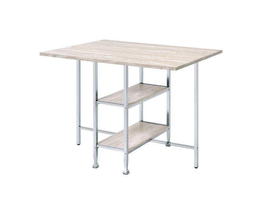 Raine - Counter Height Table - Antique White & Chrome - Urban Living Furniture (Los Angeles, CA)