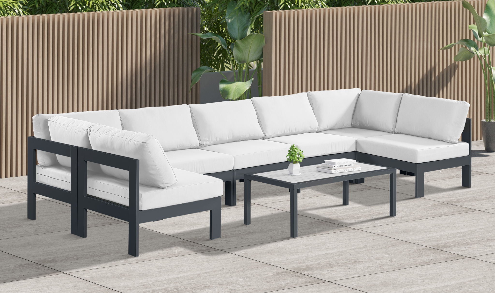 Nizuc - Outdoor Patio 7 Piece Modular Sectional With Gray Frame - Urban Living Furniture (Los Angeles, CA)