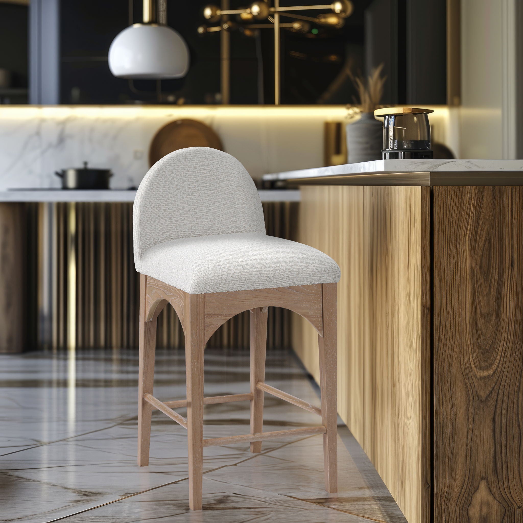 Waldorf - Boucle Stool With Natural Legs - Urban Living Furniture (Los Angeles, CA)