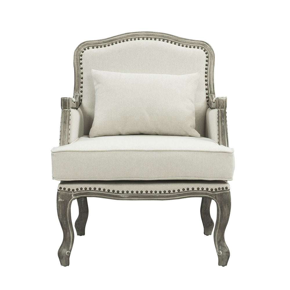 Tania - Chair With Pillow - Cream Linen & Gray - Urban Living Furniture (Los Angeles, CA)