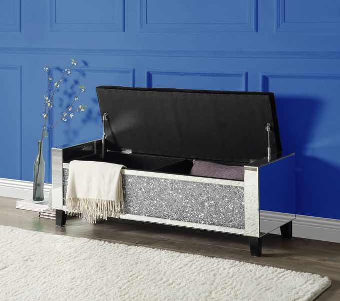 Noralie - Bench With Storage - Mirrored & Faux Diamonds - Urban Living Furniture (Los Angeles, CA)