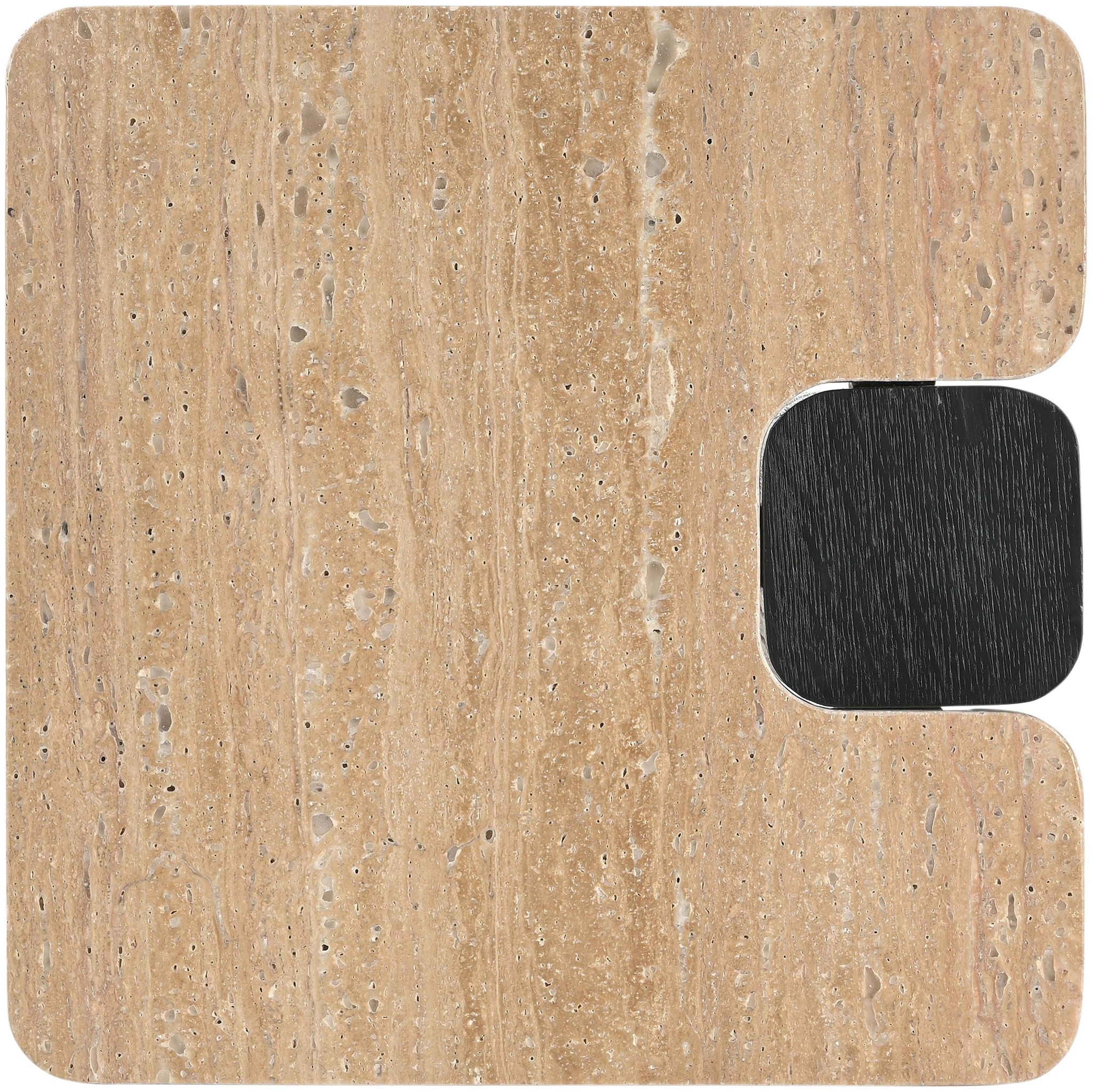 Ravenna - Genuine Travertine Top And Oak Wood Base Table