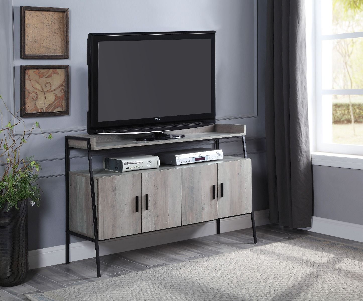 Samiya - TV Stand - Gray Oak & Black - Urban Living Furniture (Los Angeles, CA)