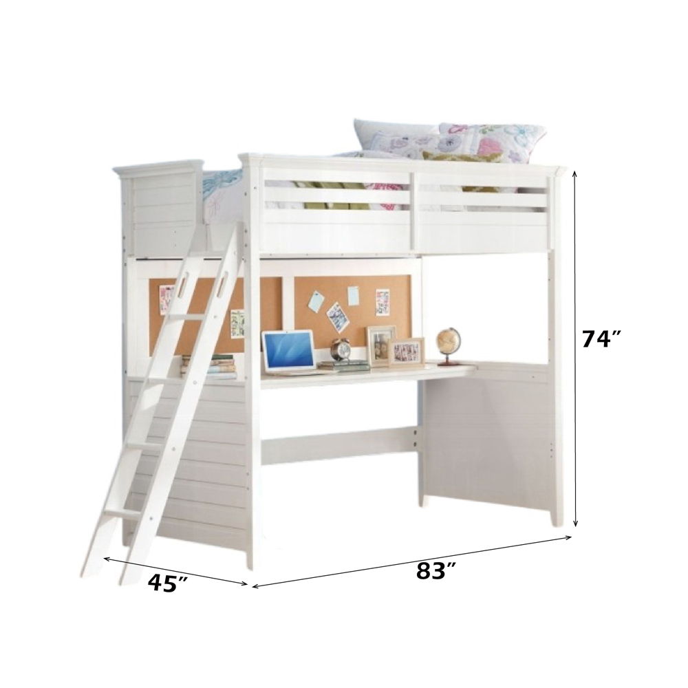 Lacey - Twin Loft Bed With Desk - White - Urban Living Furniture (Los Angeles, CA)