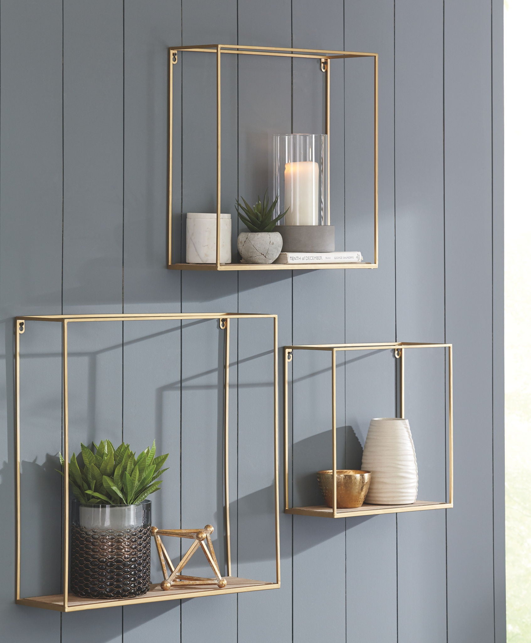 Efharis - Natural / Gold Finish - Wall Shelf Set (Set of 3) - Urban Living Furniture (Los Angeles, CA)