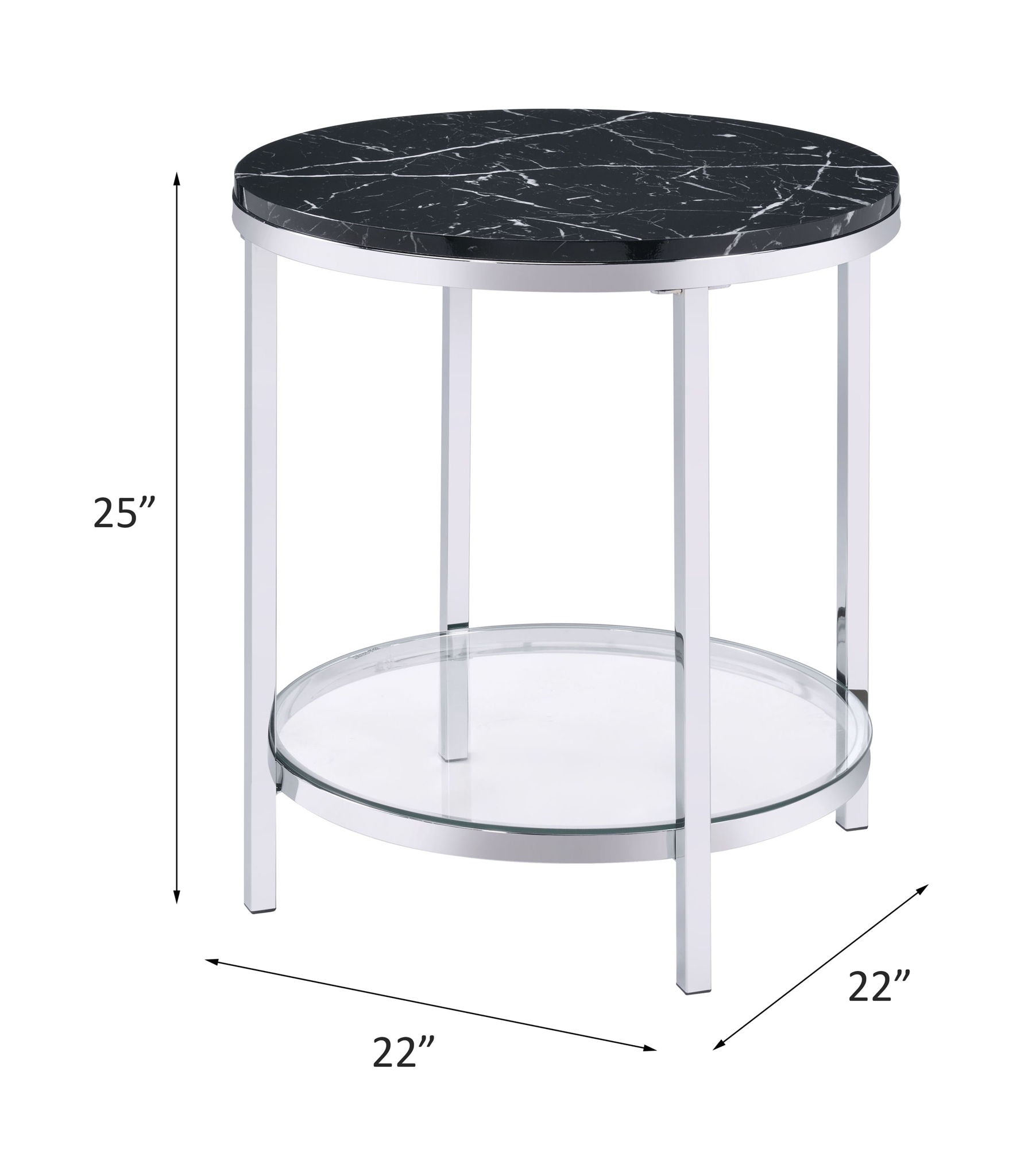 Virlana - End Table - Faux Black Marble Top & Chrome - Urban Living Furniture (Los Angeles, CA)