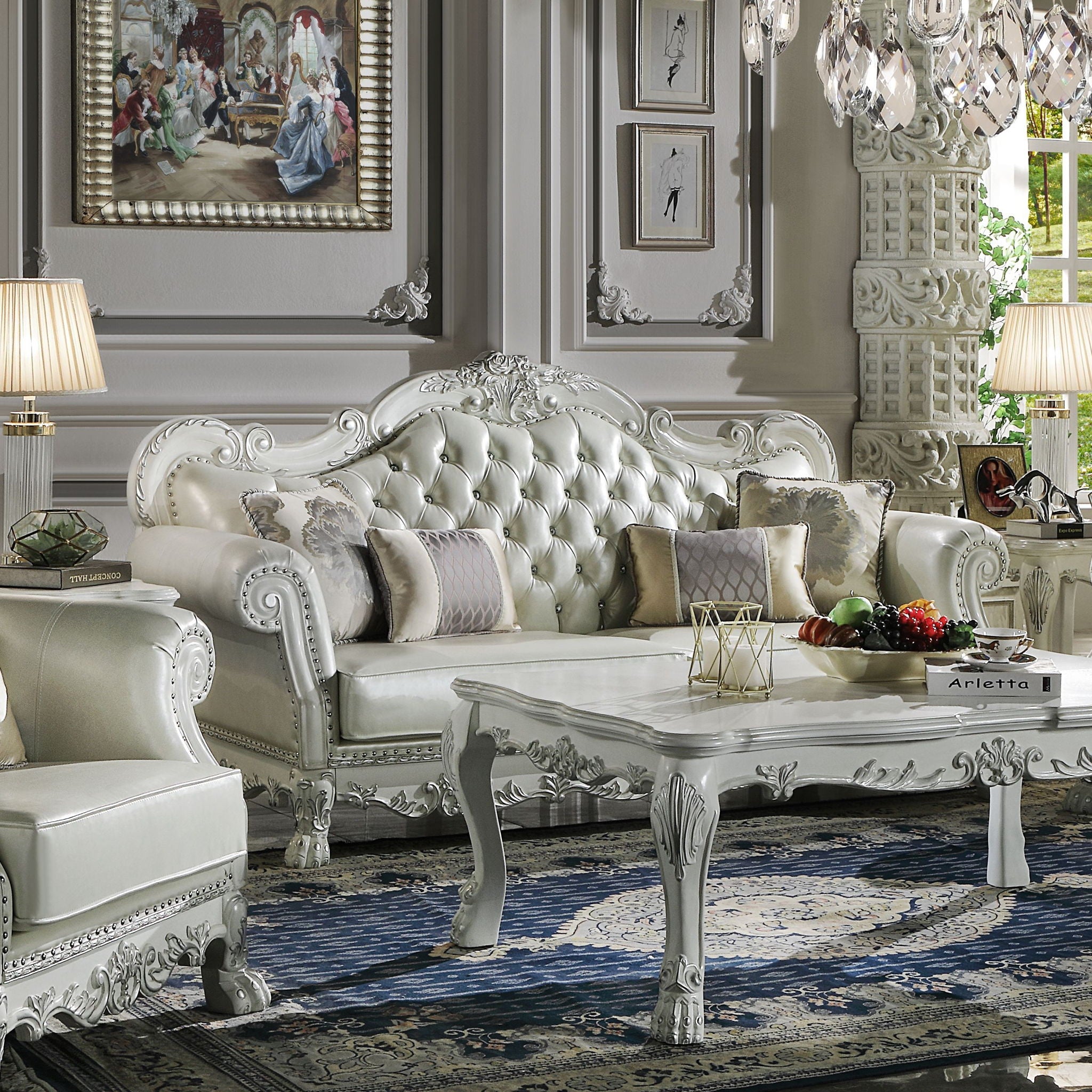 Dresden - Sofa With 4 Pillows - Synthetic Leather & Bone White - Urban Living Furniture (Los Angeles, CA)