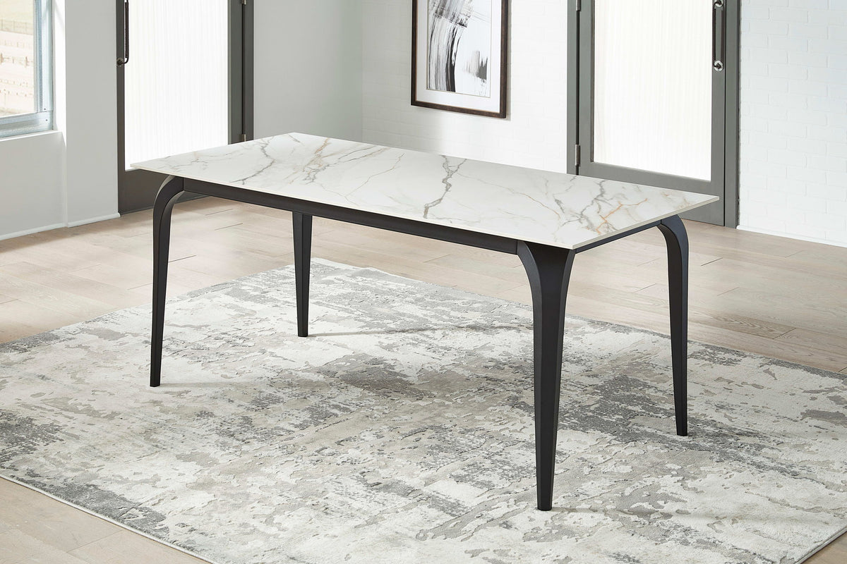 Nicoya - Stone Top And Metal Base Rectangular Dining Table