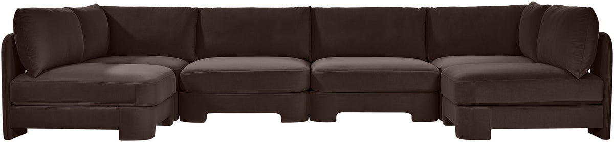 Hammond - Velvet Performance Fabric Upholstered 6 Piece U-Shaped Armless Sectional