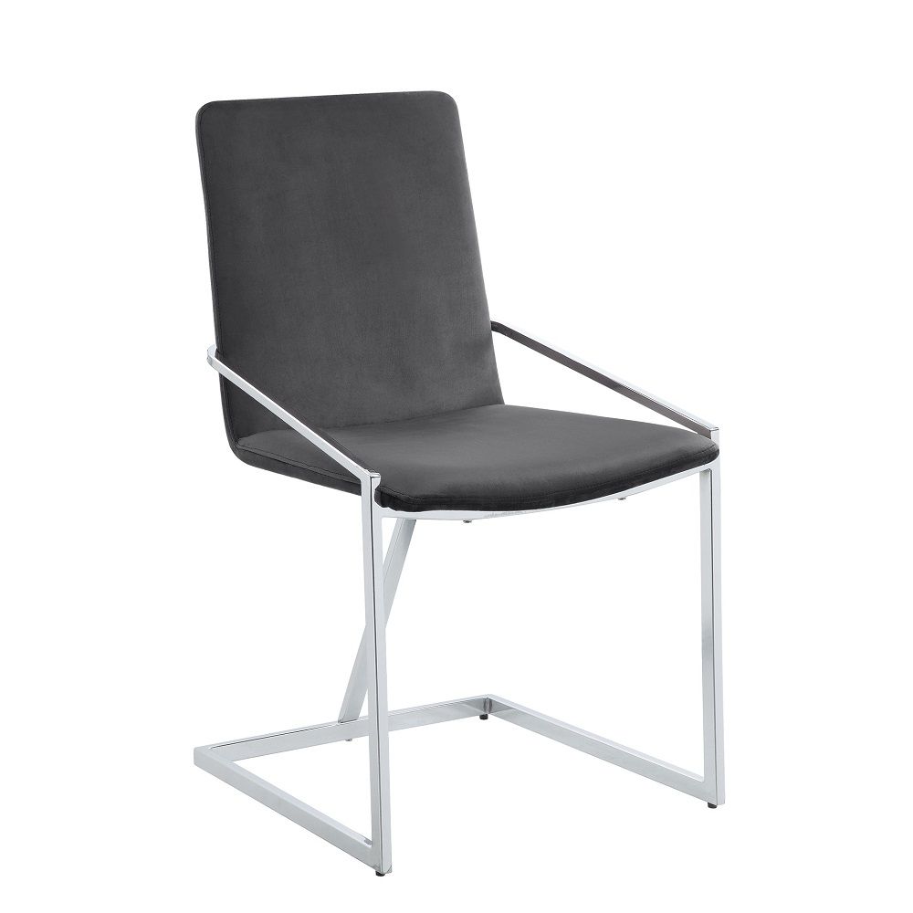 Zlatan - Side Chair (Set of 2) - Gray Velvet & Chrome - Urban Living Furniture (Los Angeles, CA)