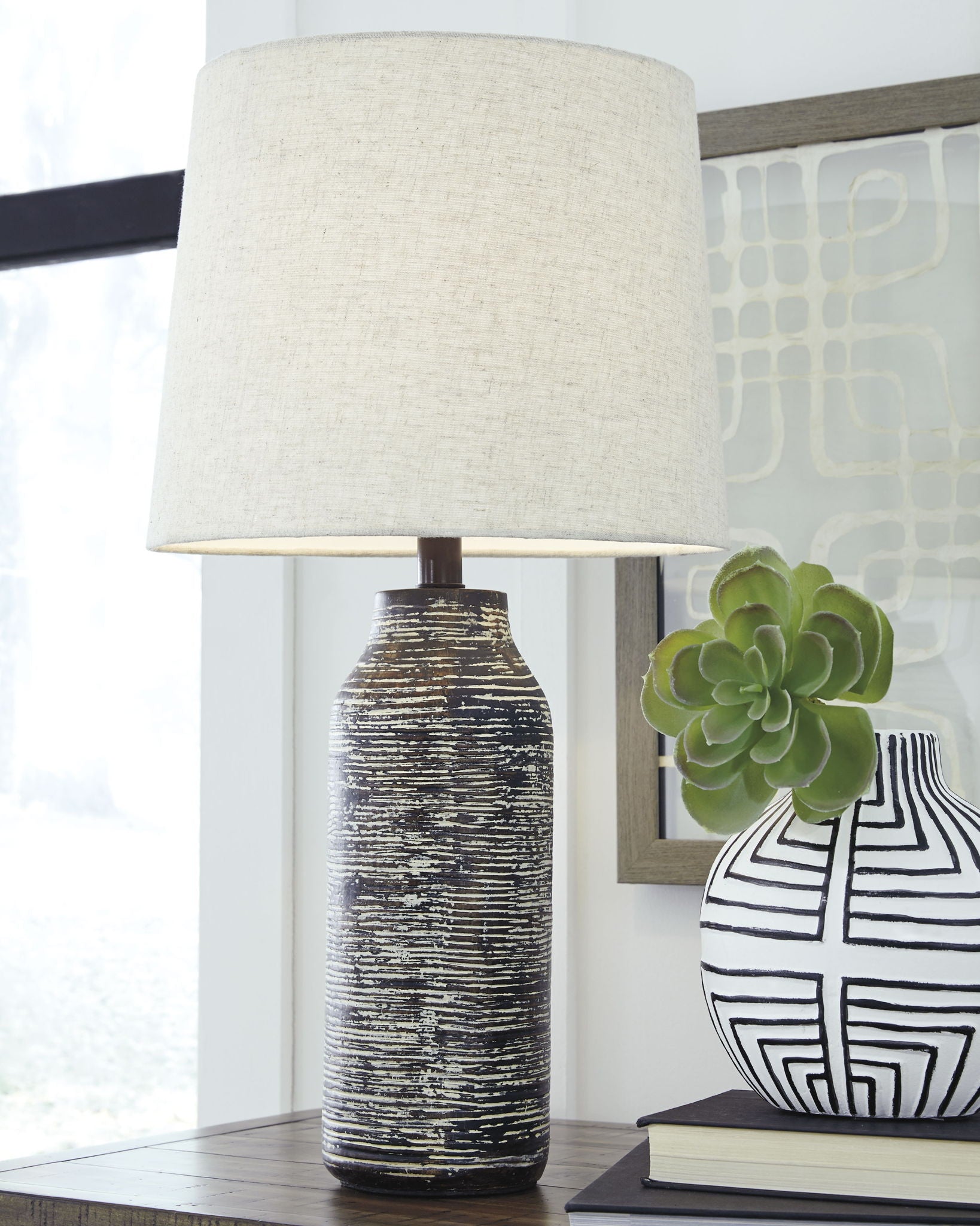 Mahima - Paper Table Lamp (Set of 2) - Black / White - Urban Living Furniture (Los Angeles, CA)