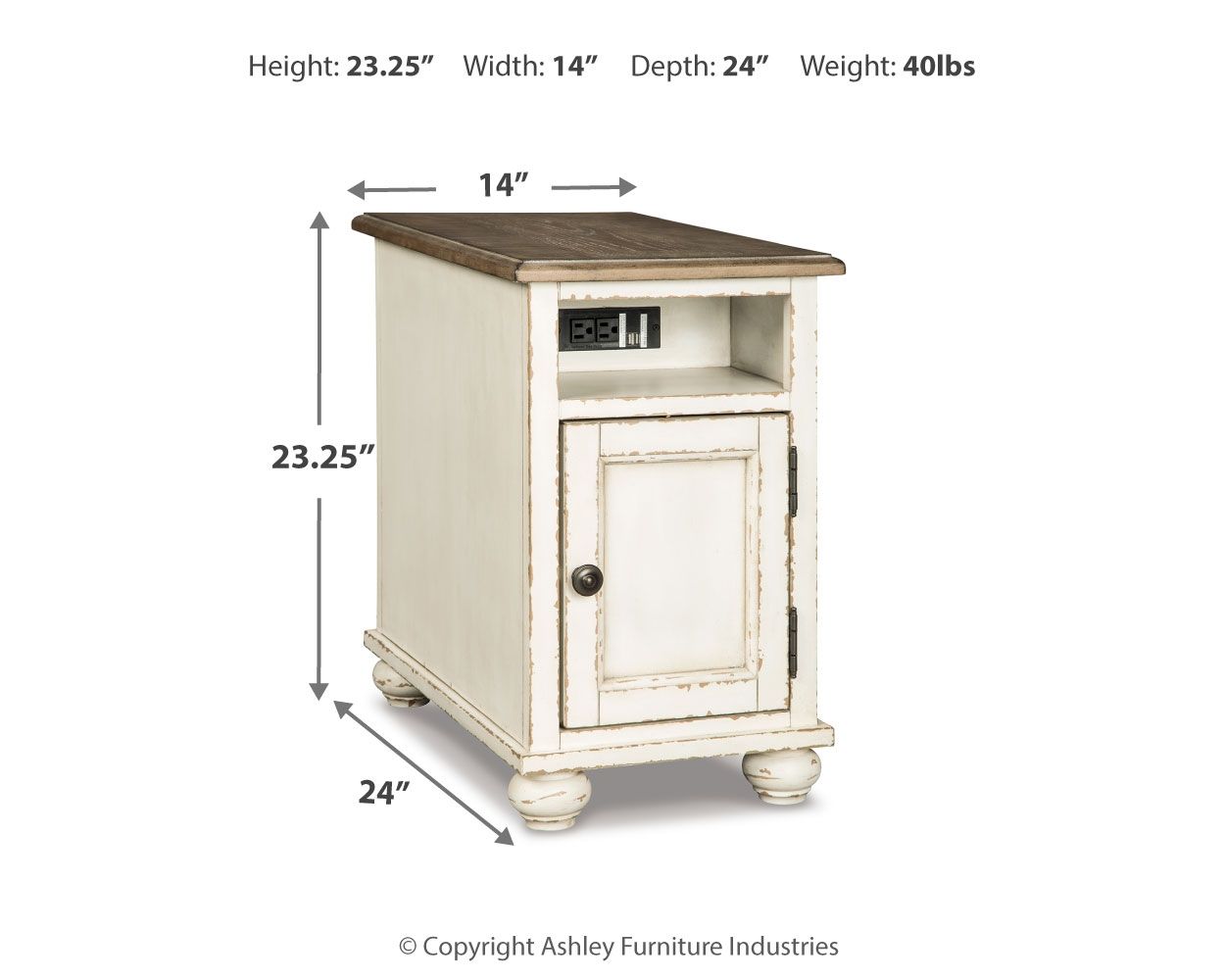 Realyn - Chair Side End Table - AC / USB - White / Brown - Urban Living Furniture (Los Angeles, CA)