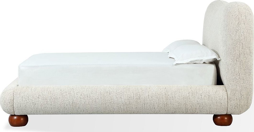Afra - Chenille Upholstered Wood Leg Platform Bed