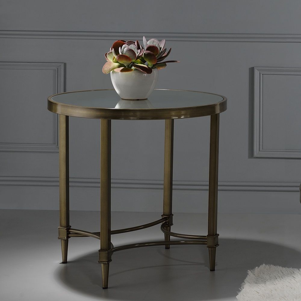 Aditya - End Table - Mirrored & Antique Brass - Urban Living Furniture (Los Angeles, CA)