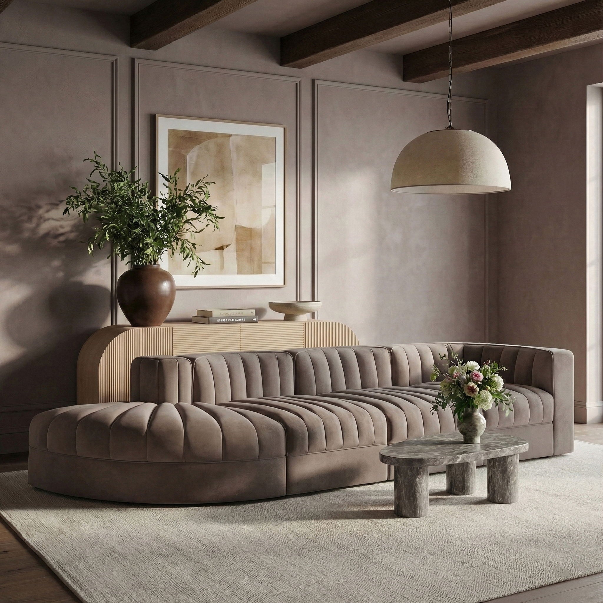 Rummi - Velvet Performance Fabric Upholstered 4 Piece Modular Sectional With Reverse Corner Chair - Urban Living Furniture (Los Angeles, CA)