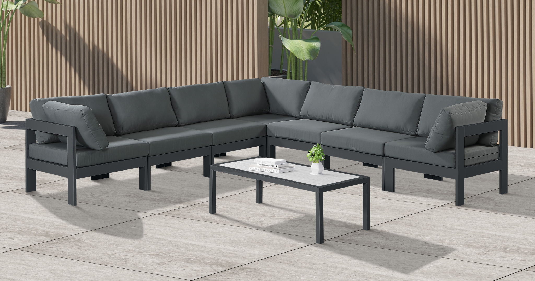 Nizuc - Outdoor Patio 7 Piece Modular Sectional With Gray Frame - Urban Living Furniture (Los Angeles, CA)