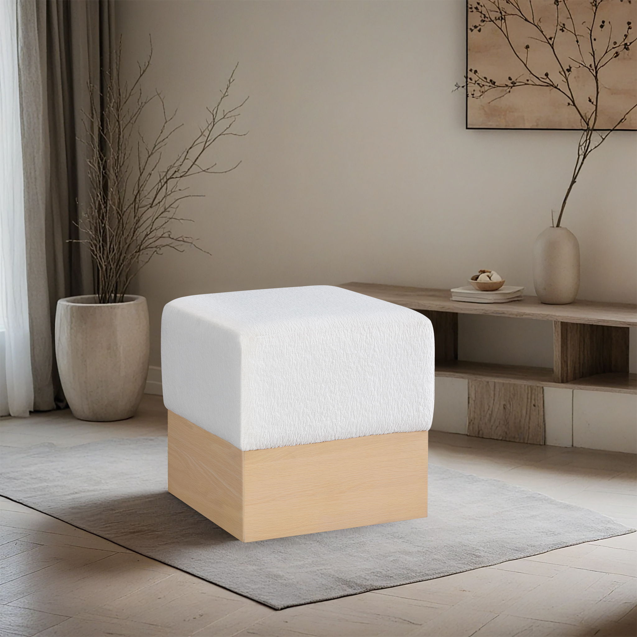 Havre - Ottoman / Stool With Natural Base - Urban Living Furniture (Los Angeles, CA)