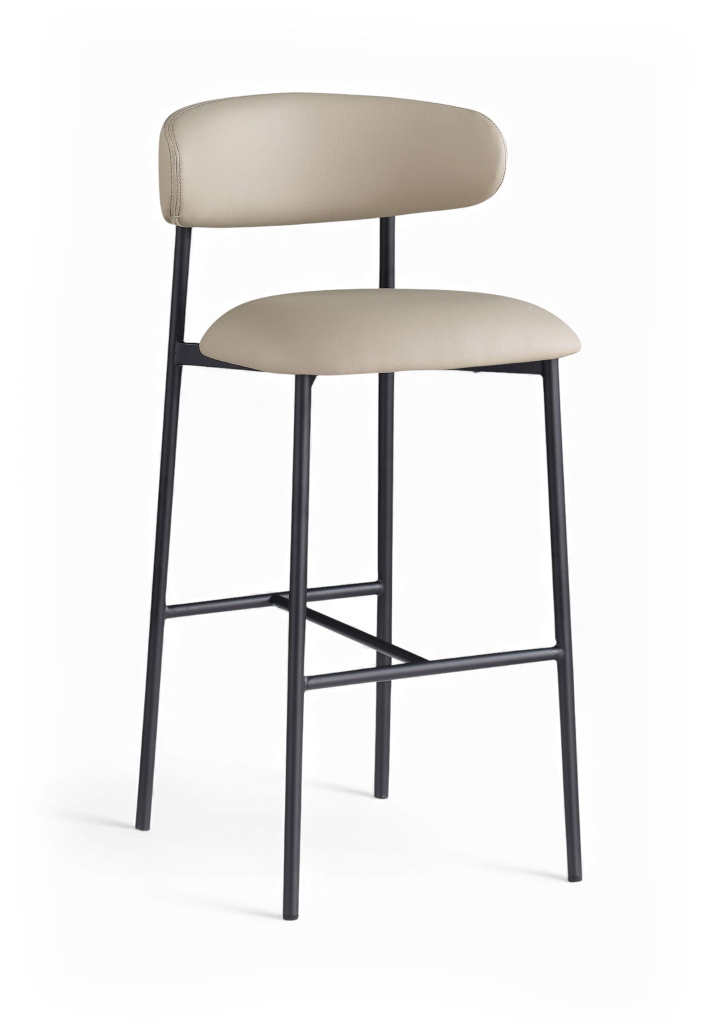 Lupita - Vegan Leather Upholstered Bar Stool (Set of 2) - Taupe / Matte Black