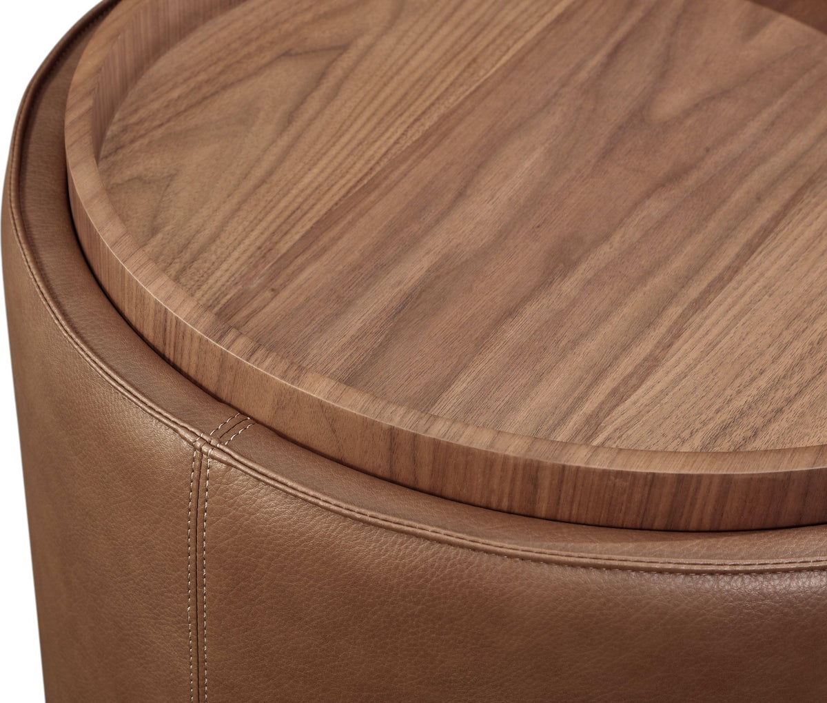 Yeal - Leather Upholstered Storage Table With Wooden Top