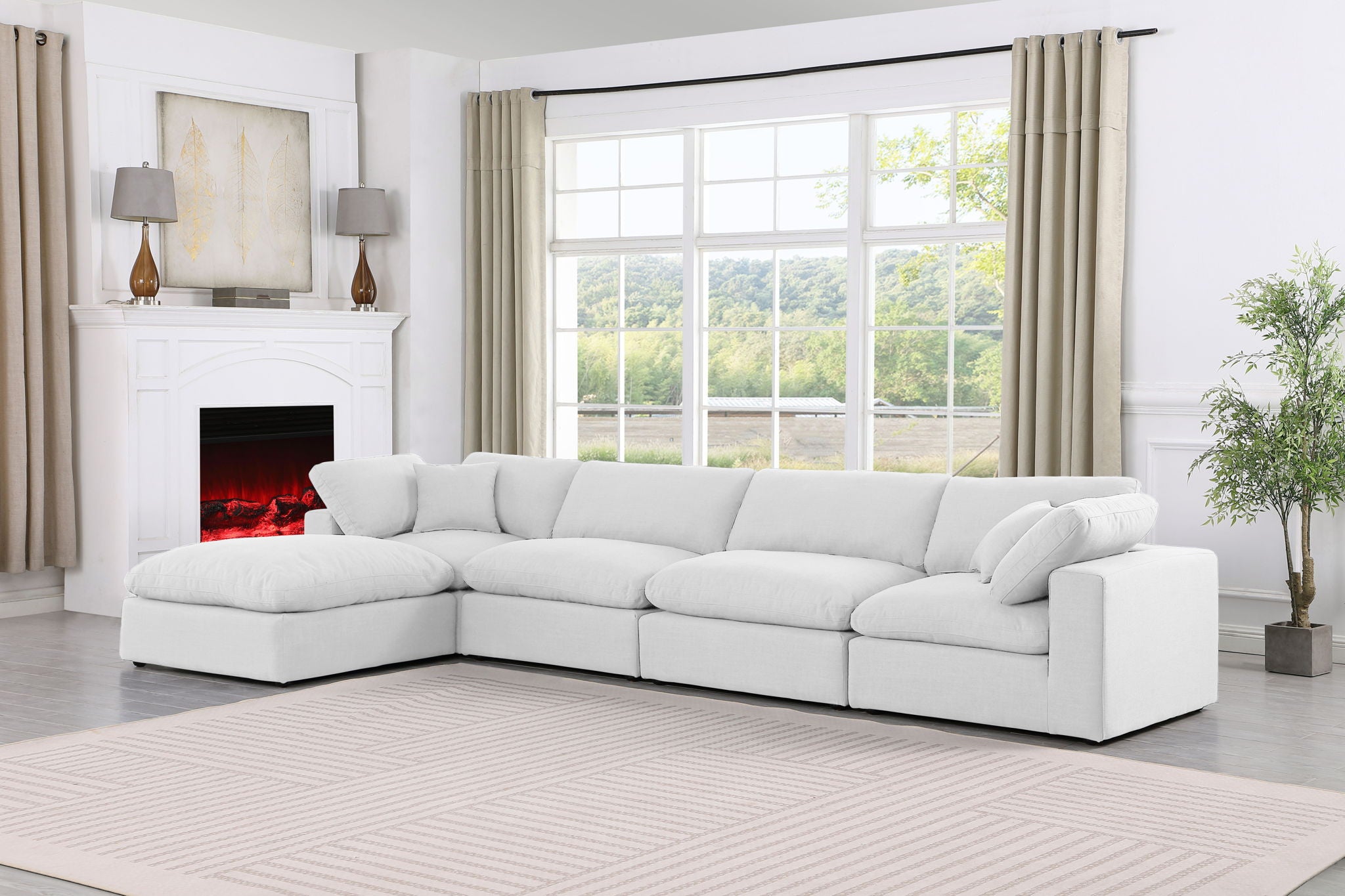 Comfy - 5 Piece Linen Modular Sectional With Chaise