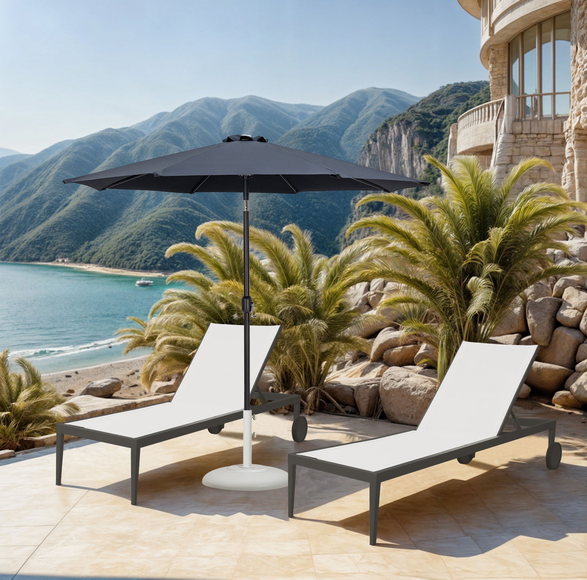Fiji - Aluminum Patio Umbrella With Round White And Black Base - Urban Living Furniture (Los Angeles, CA)