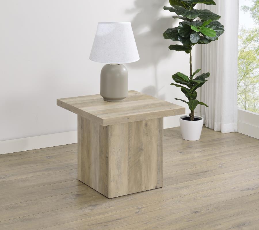 Devar - Square Engineered Wood End Table - Distressed Pine - Urban Living Furniture (Los Angeles, CA)