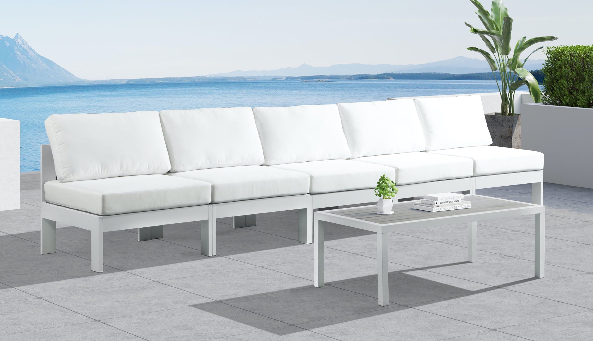 Nizuc - Outdoor Patio 5 Seat Modular Armless Sofa With White Frame - Urban Living Furniture (Los Angeles, CA)