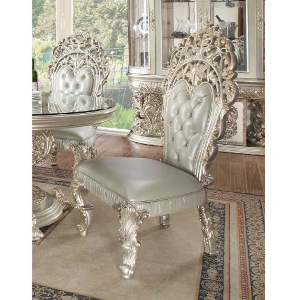 Sandoval - Side Chair (Set of 2) - Beige Synthetic Leather & Champagne - Urban Living Furniture (Los Angeles, CA)