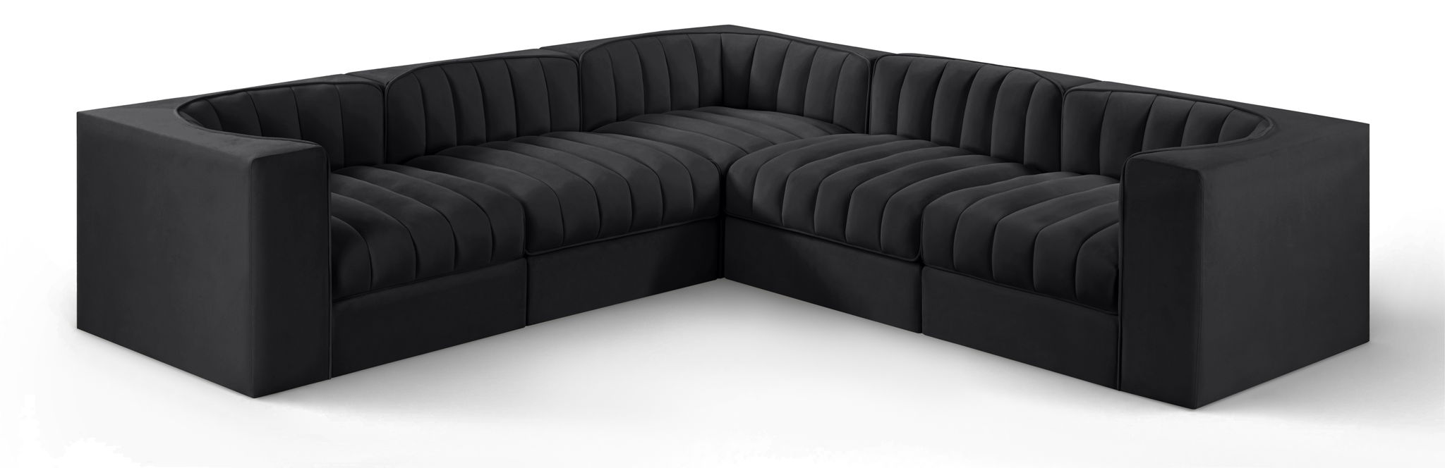 Rummi - Symmetrical Velvet Performance Fabric Upholstered 5 Piece Modular Sectional - Urban Living Furniture (Los Angeles, CA)