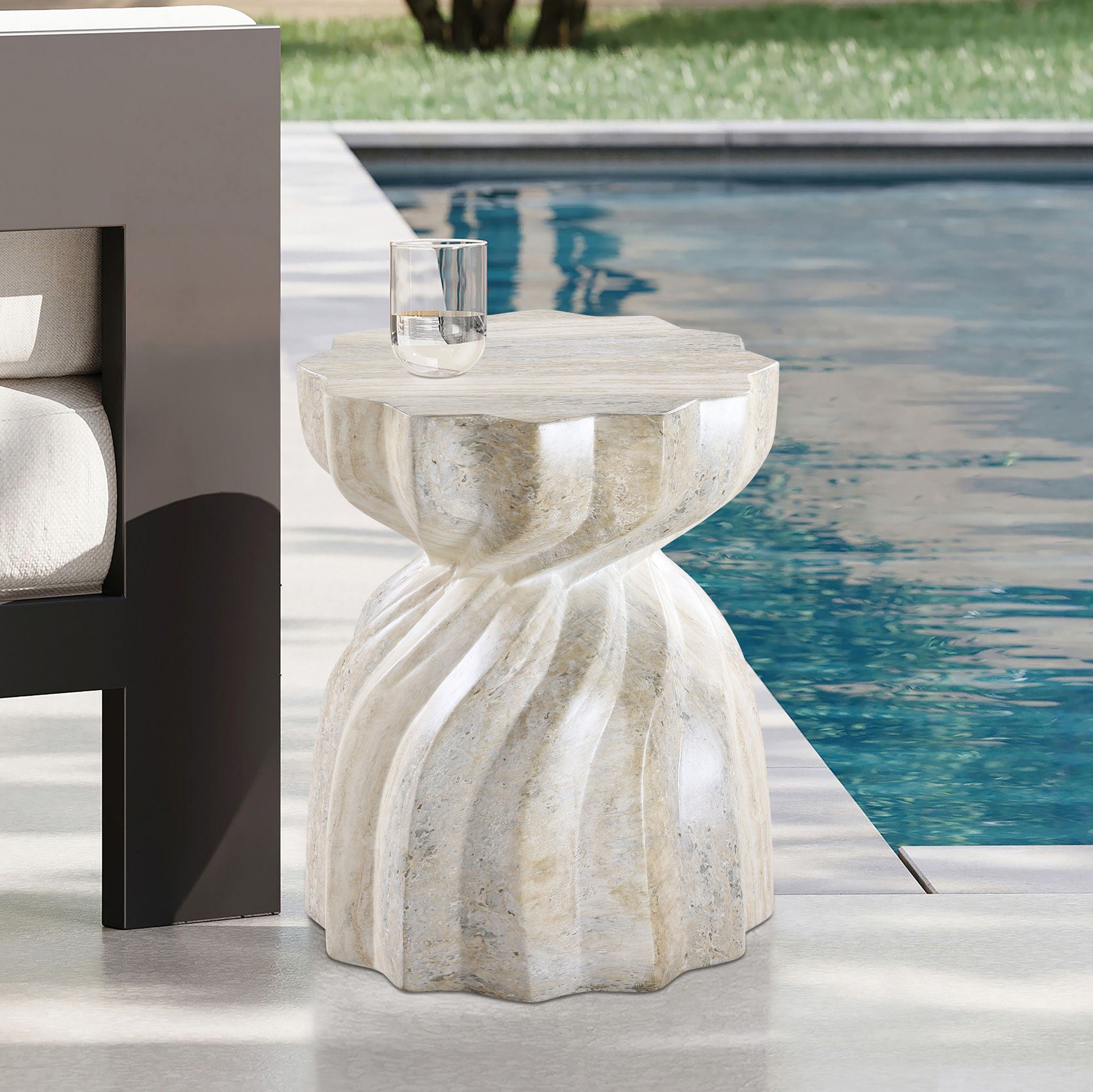Caserta - Concrete End Table - Travertine - Urban Living Furniture (Los Angeles, CA)