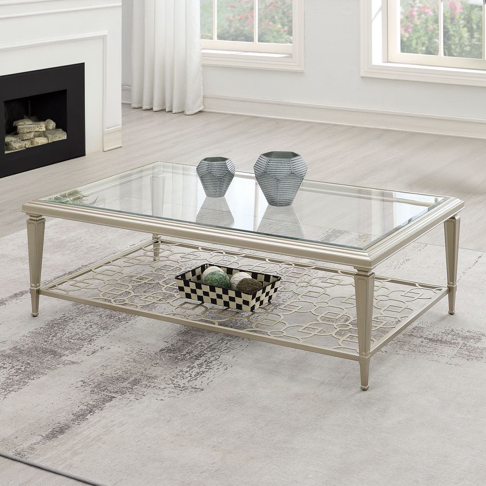 Zaba - Coffee Table - Glass Top & Silver - Urban Living Furniture (Los Angeles, CA)
