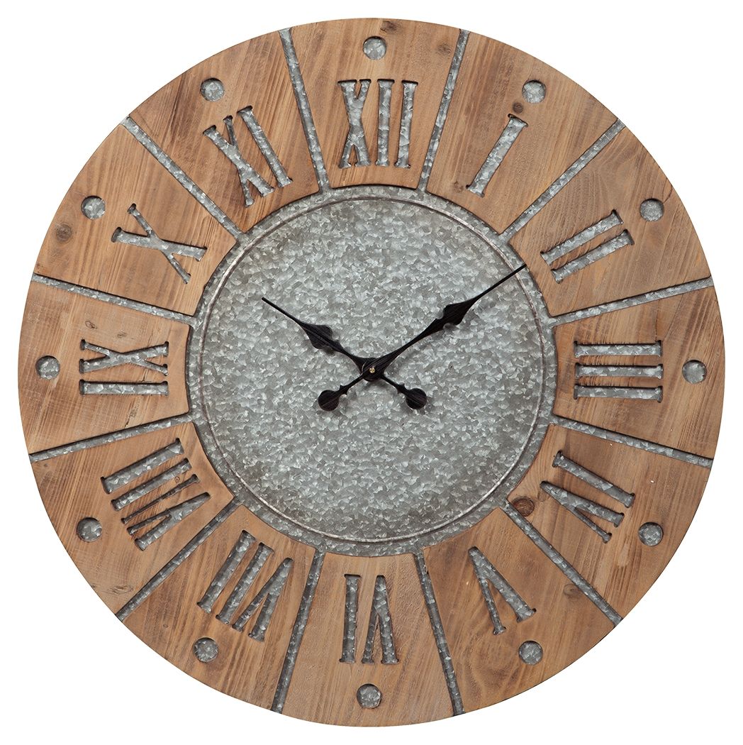 Payson - Antique Gray / Natural - Wall Clock - Urban Living Furniture (Los Angeles, CA)
