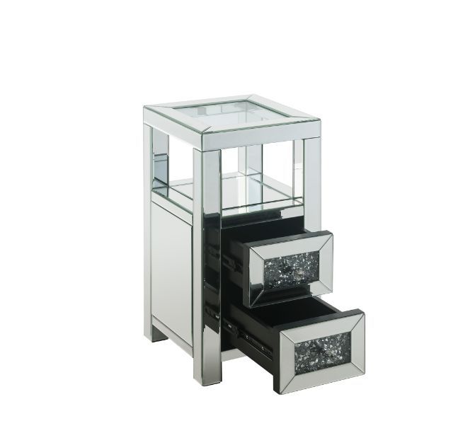 Noralie - 24" Accent Table - Clear Glass, Mirrored & Faux Diamonds - Urban Living Furniture (Los Angeles, CA)