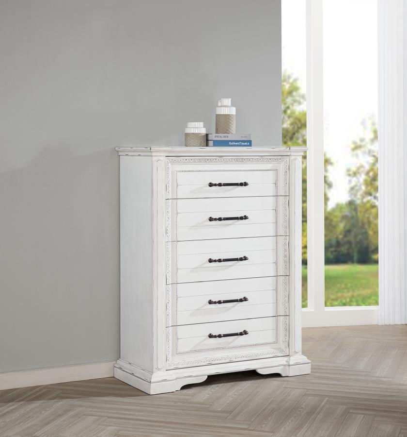 Mckinney - 5-Drawer Bedroom Chest Of Drawers - Vintage White - Urban Living Furniture (Los Angeles, CA)