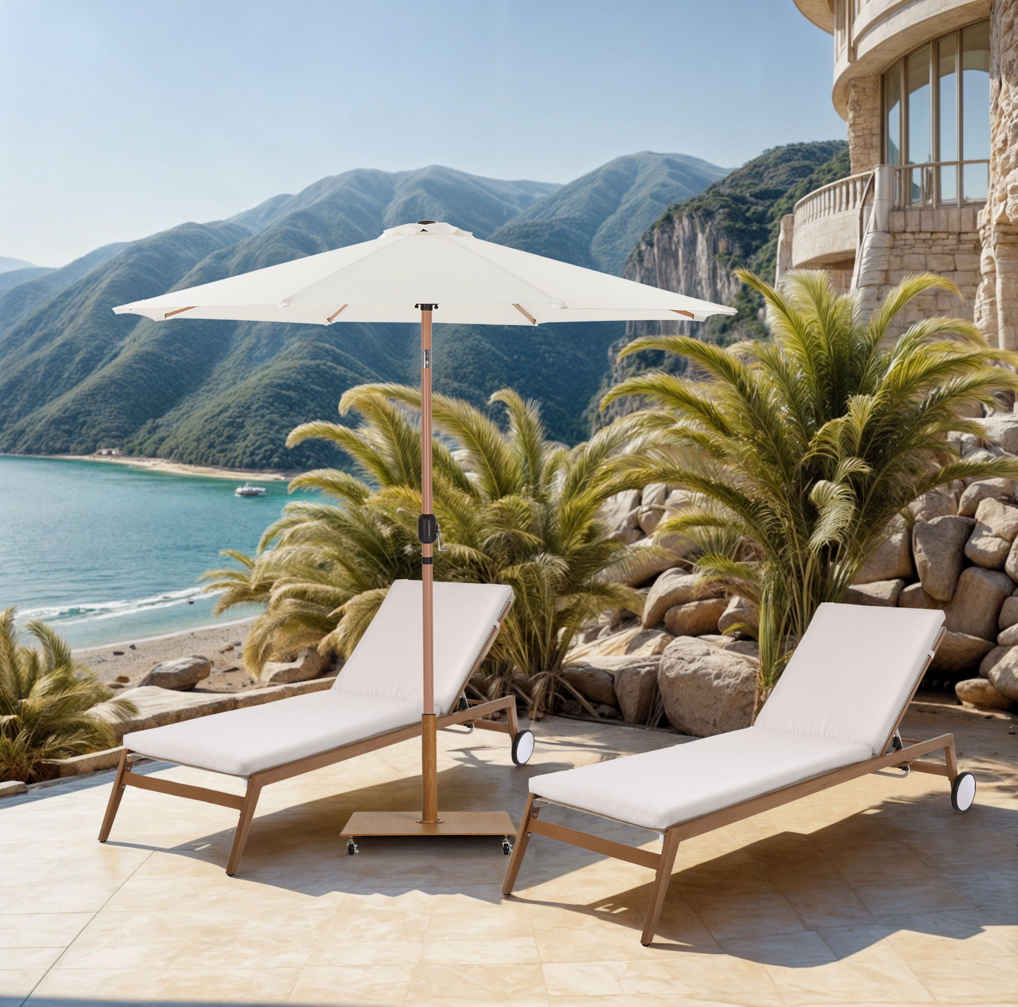 Fiji - Aluminum Patio Umbrella With Square Teak Base - Urban Living Furniture (Los Angeles, CA)