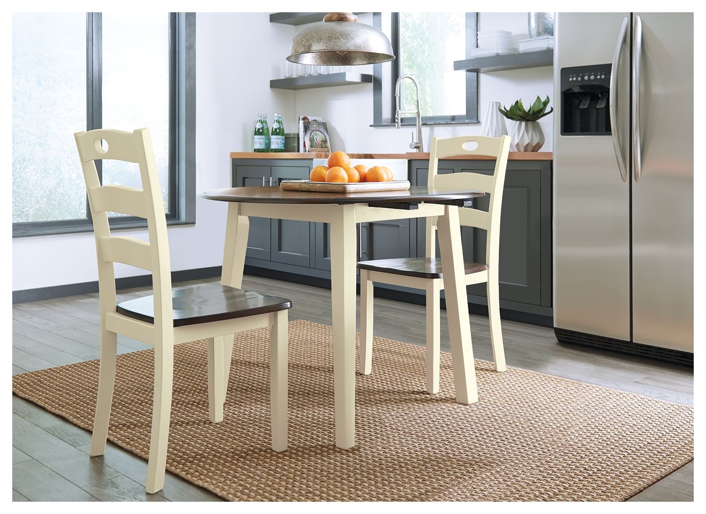 Woodanville - Cream / Brown - Round DRM Drop Leaf Table - Urban Living Furniture (Los Angeles, CA)