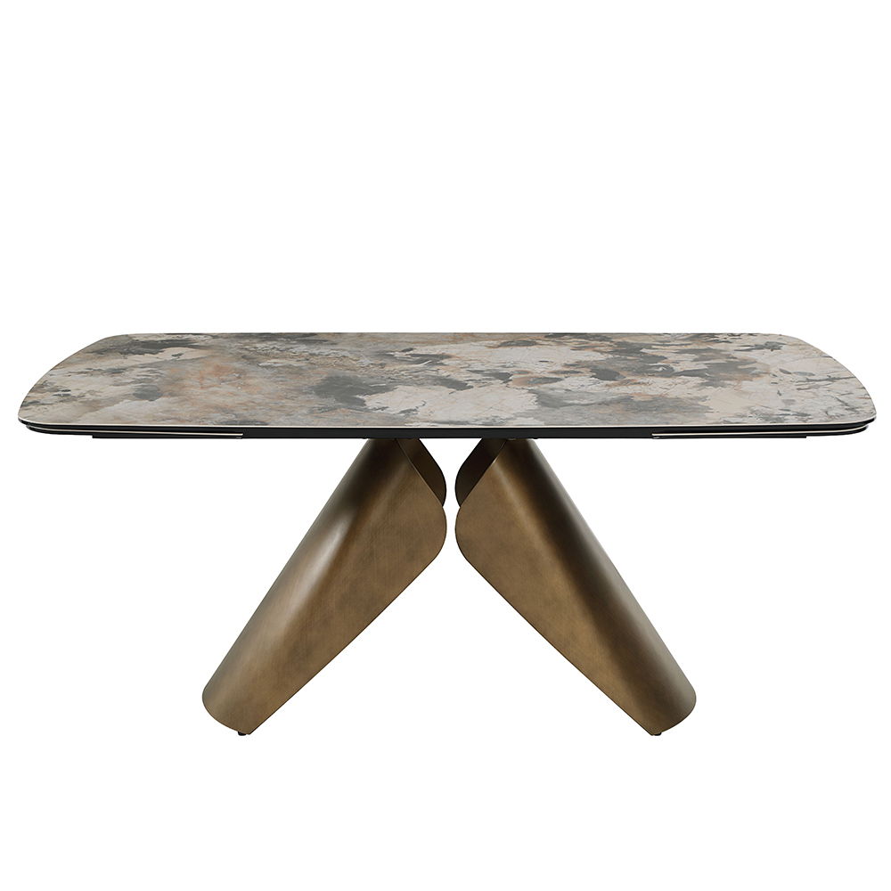 Malika - Ceramic Top Dining Table - Gray & Copper Cross Brushed - Urban Living Furniture (Los Angeles, CA)