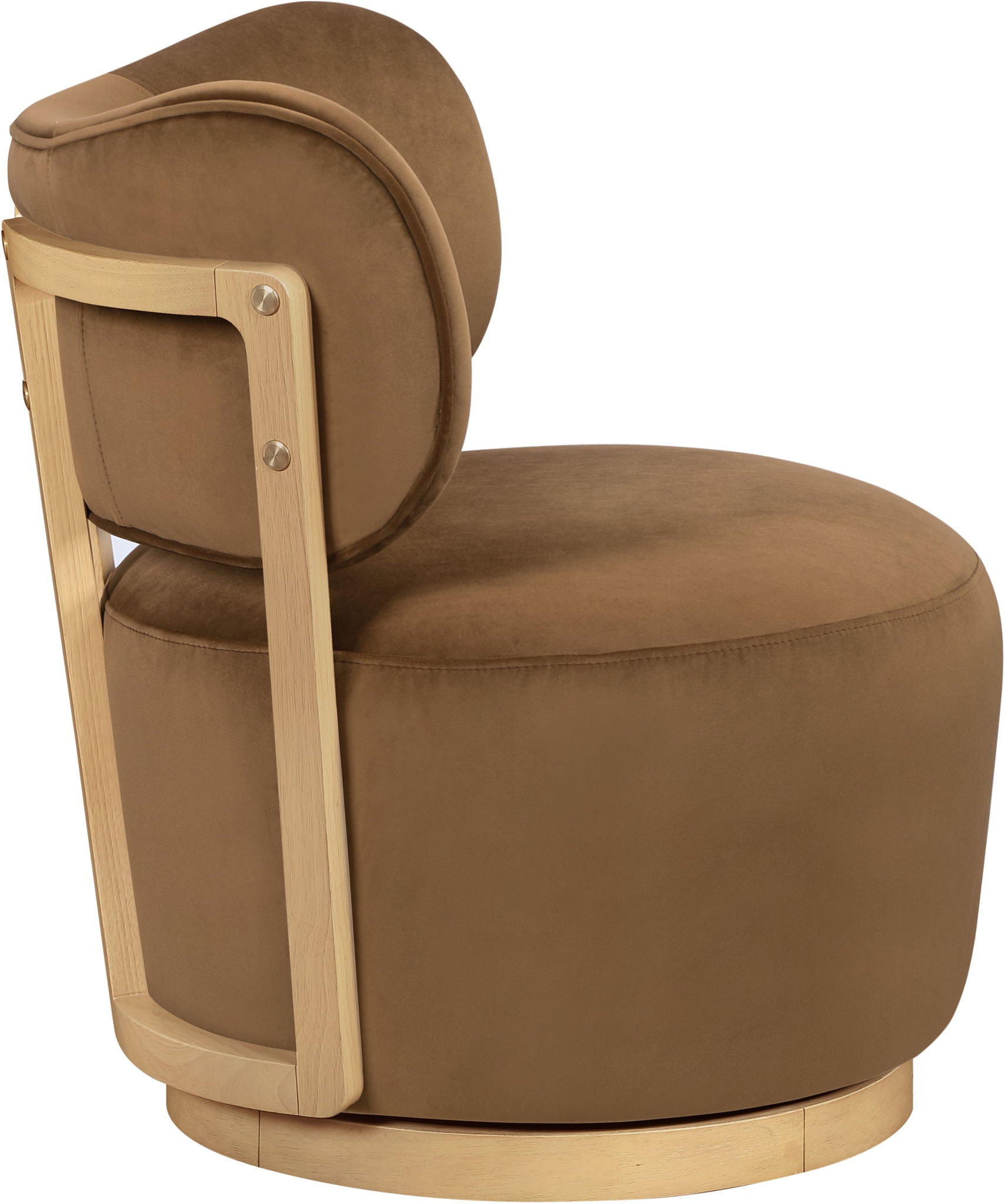 Elara - Velvet Upholstered Swivel Accent Chair - Saddle / Stained Natural - Urban Living Furniture (Los Angeles, CA)