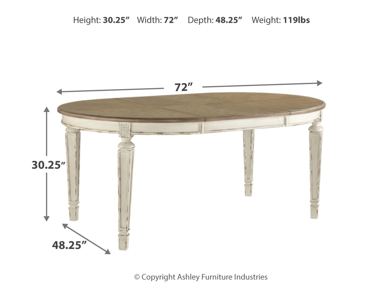 Realyn - Chipped White - Oval Dining Room Extension Table - Urban Living Furniture (Los Angeles, CA)
