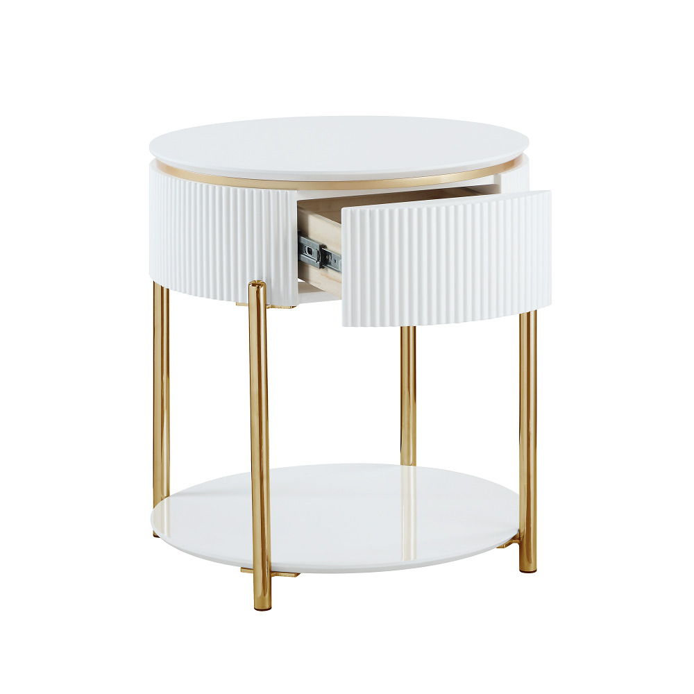 Daveigh - End Table - White High & Gold - Urban Living Furniture (Los Angeles, CA)