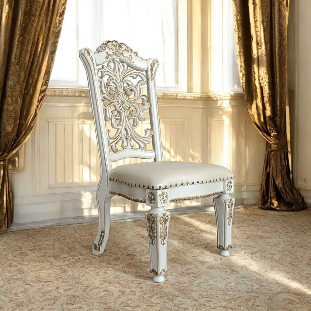 Vendome - 48" Side Chair (Set of 2) - Synthetic Leather & Antique Pearl - Urban Living Furniture (Los Angeles, CA)