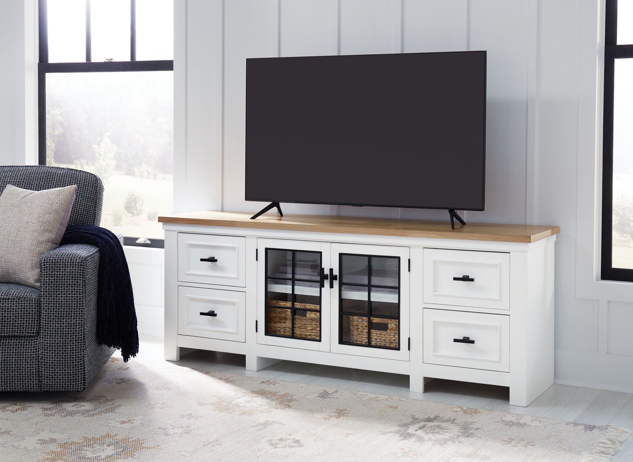 Ashbryn - White / Natural - Extra Large TV Stand - Urban Living Furniture (Los Angeles, CA)