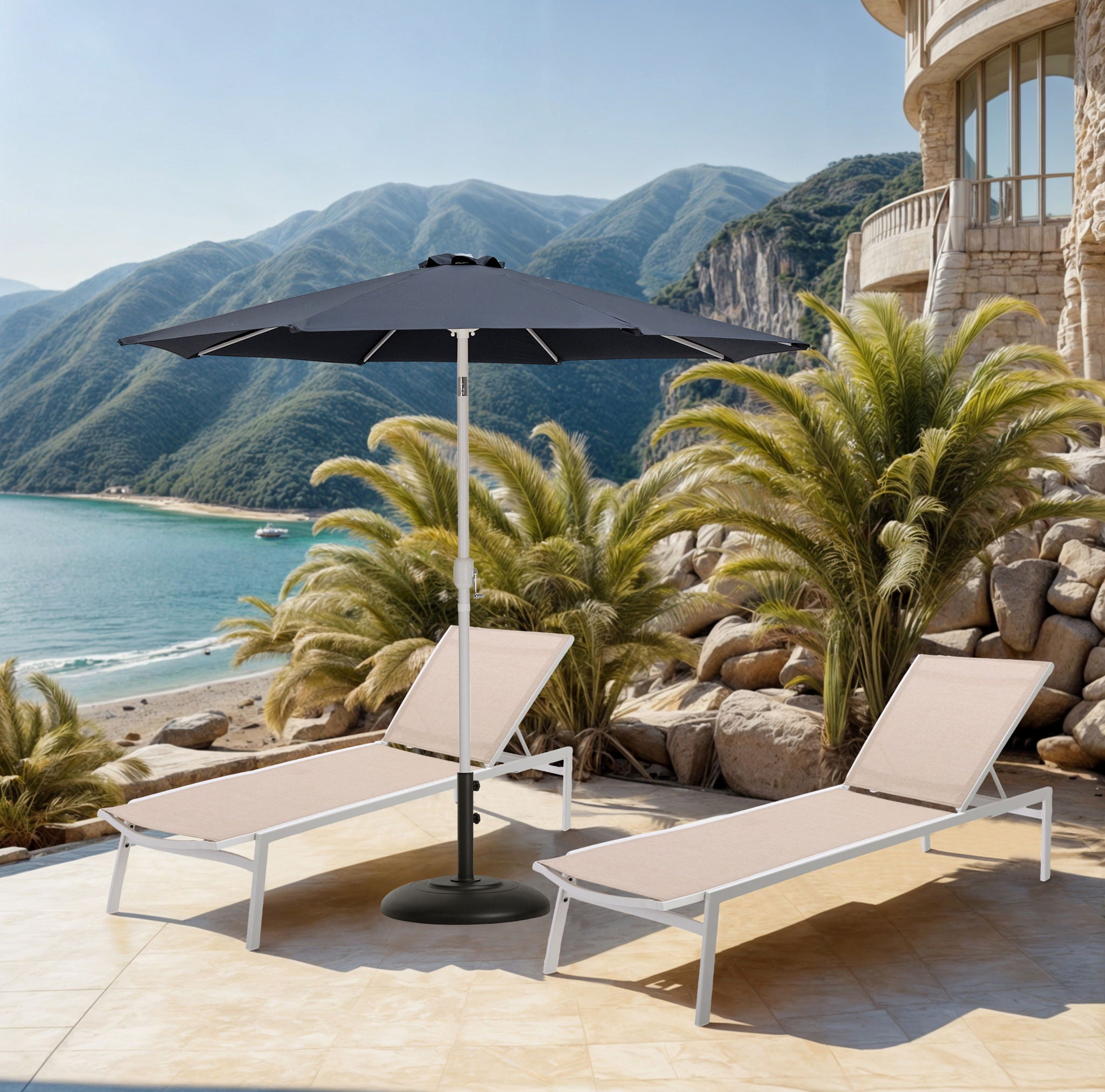 Fiji - Aluminum Patio Umbrella With Round Black And White Base - Urban Living Furniture (Los Angeles, CA)