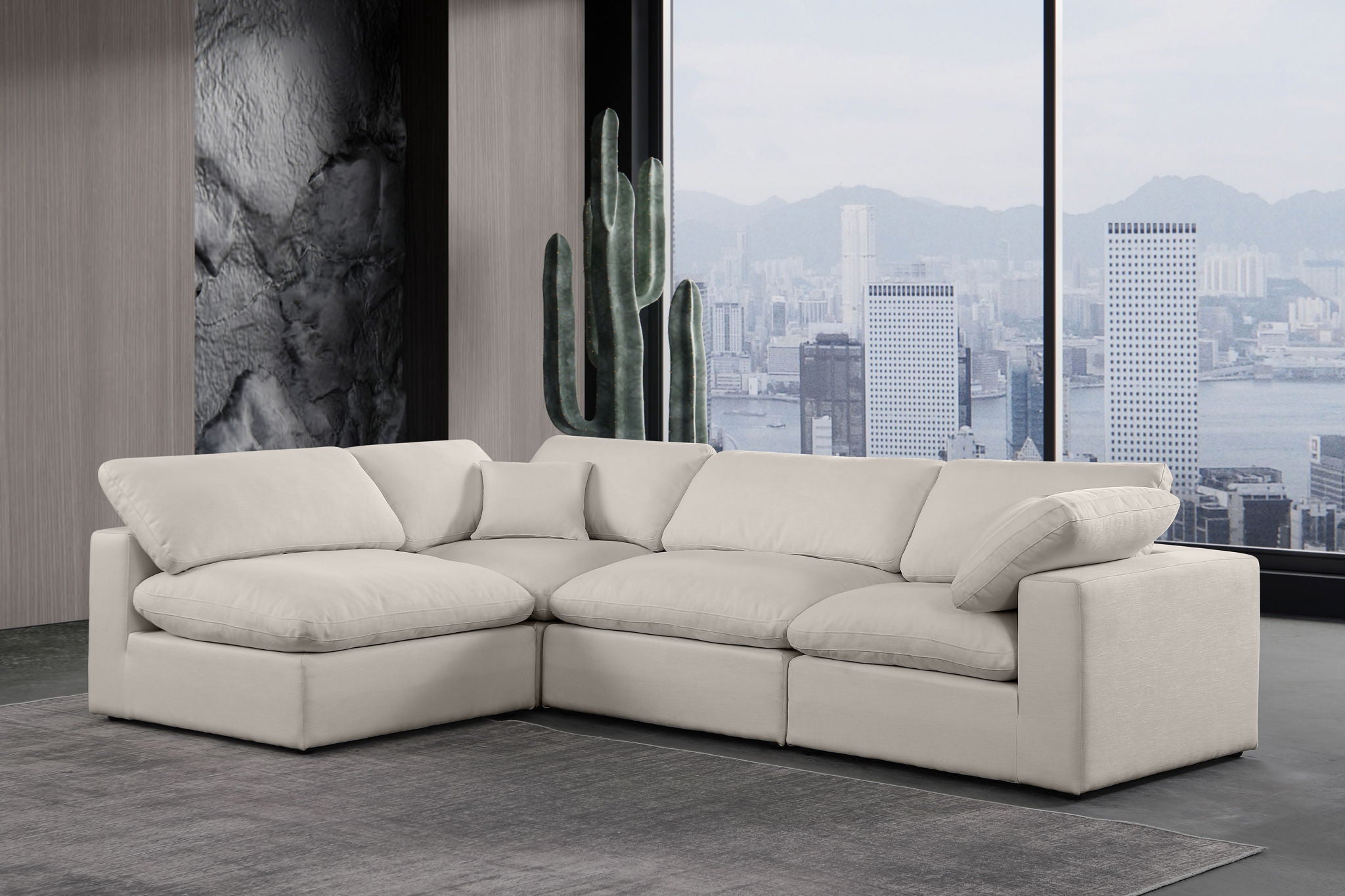 Comfy - 4 Piece Linen Fabric Modular Armless Sectional - Urban Living Furniture (Los Angeles, CA)