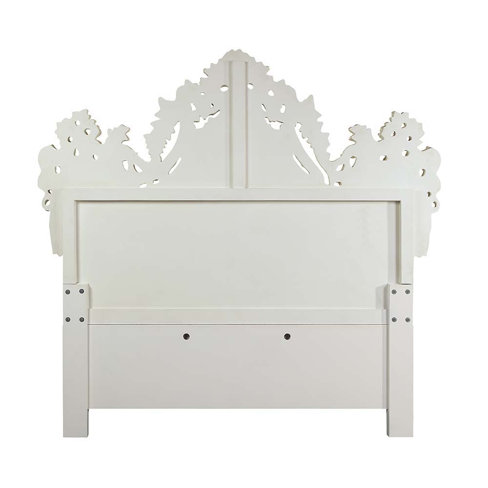 Adara - Eastern King Bed - White PU & Antique White Finish - Urban Living Furniture (Los Angeles, CA)