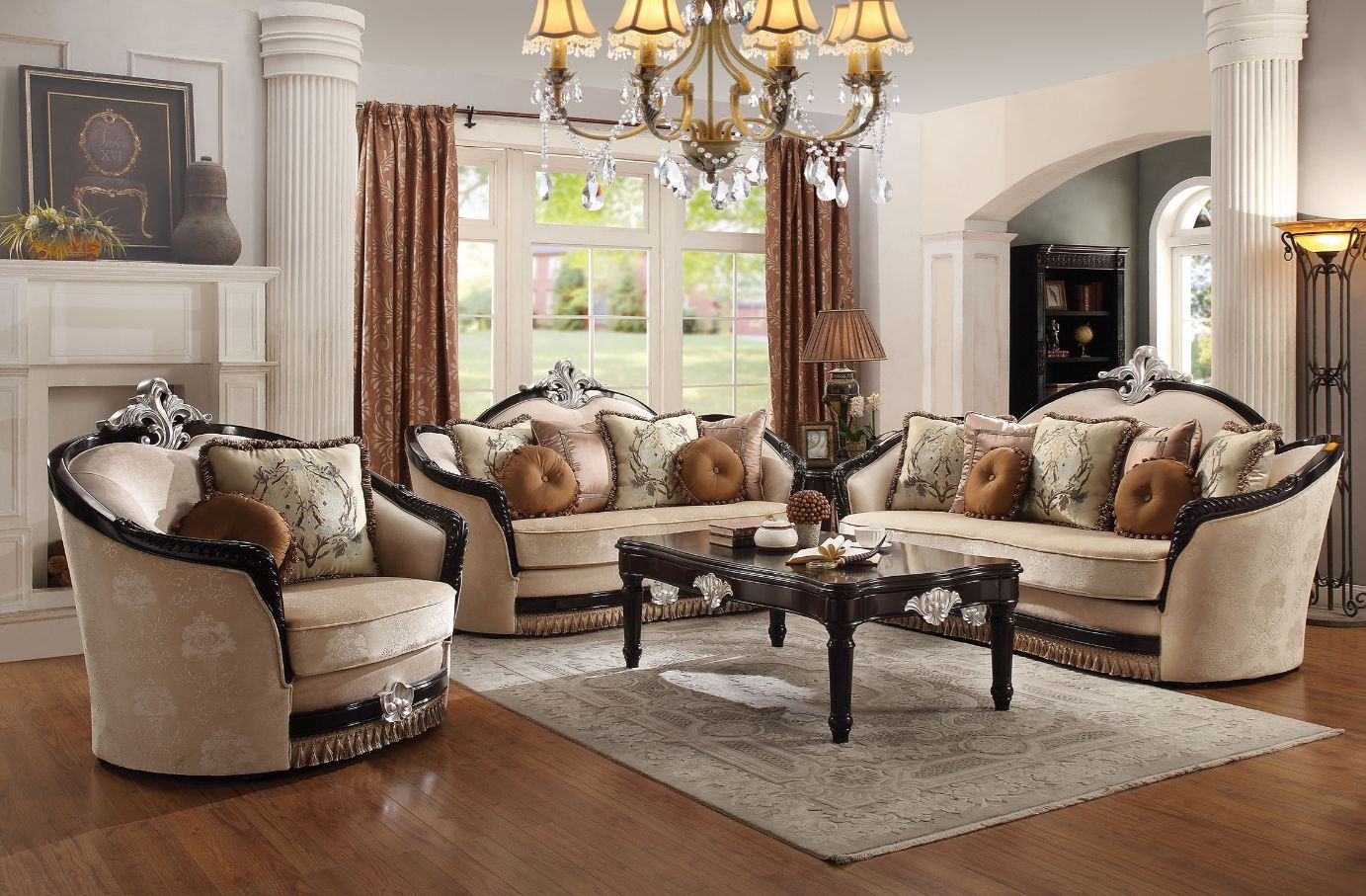 Ernestine - Sofa With 7 Pillows - Tan Fabric & Black - Urban Living Furniture (Los Angeles, CA)
