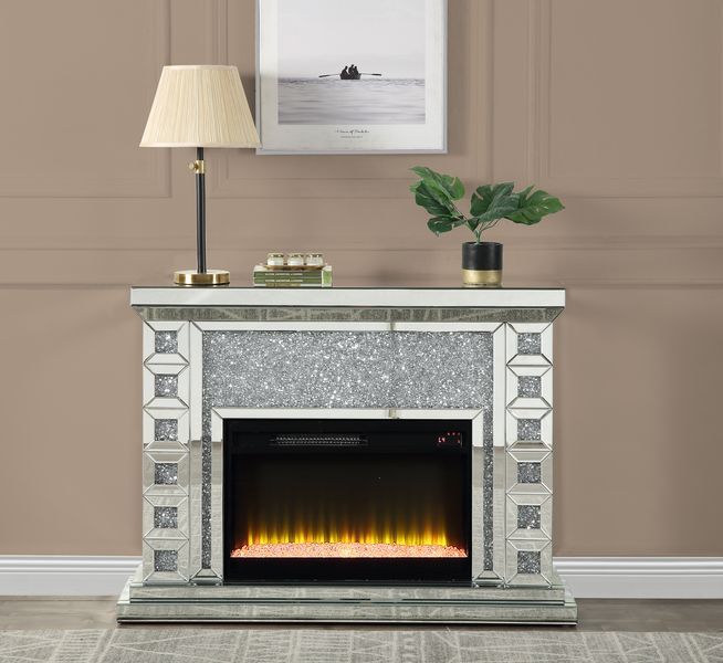 Noralie - 47" Fireplace - Mirrored & Faux Diamonds - Urban Living Furniture (Los Angeles, CA)